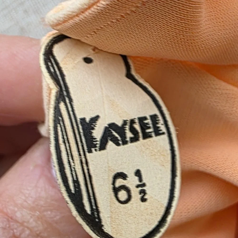 Kayser 60s Formal Dress Gloves 6.5 Peach Button Wrist Length Made in Germany NOS